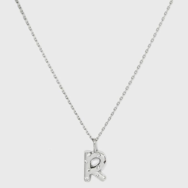 Silver Plated Cubic Zirconia 'r' Pendant Necklace - A New Day
