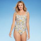 Women's Ditzy Ruffle Shoulder Medium Coverage One Piece Swimsuit - Kona Sol Multi S, Black/orange/pink