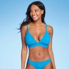 Juniors' Ribbed Plunge Bralette Bikini Top - Xhilaration Blue D/dd Cup