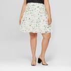Women's Plus Size Floral Print Shirred Waist Skirt - Who What Wear Yellow