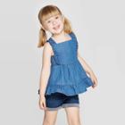 Toddler Girls' Denim Blouse - Cat & Jack Blue