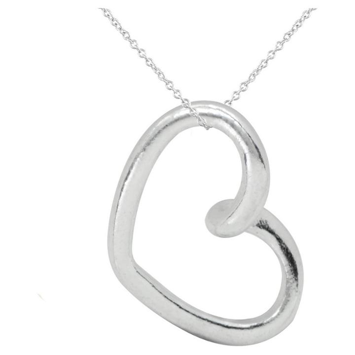 Target Girls' Sterling Silver Open Heart Pendant-15 Plated Chain-white