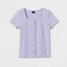 Girls' Button-front Exposed Seam T-shirt - Art Class Light Purple