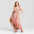 Women's Plus Size Floral Print V-neck Maxi Dress - Xhilaration Pink X