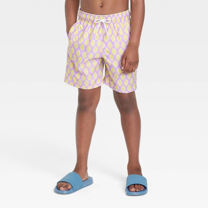 Boys' Lemon Print Swim Shorts - Cat & Jack Purple
