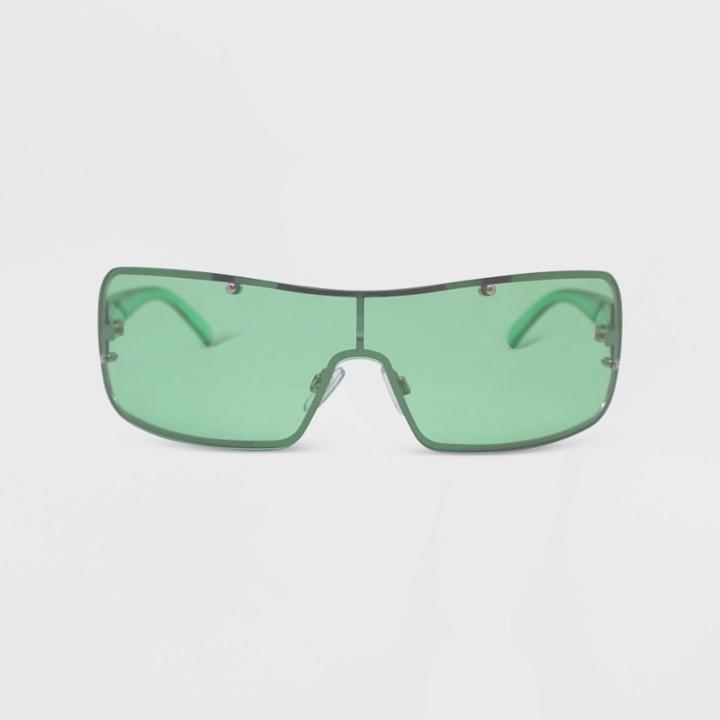 Women's Rimless Wrap Shield Sunglasses - Wild Fable Green Apple