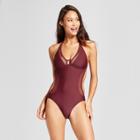 Women's Mesh Cheeky Monokini One Piece - Raisin - M - Mossimo, Purple