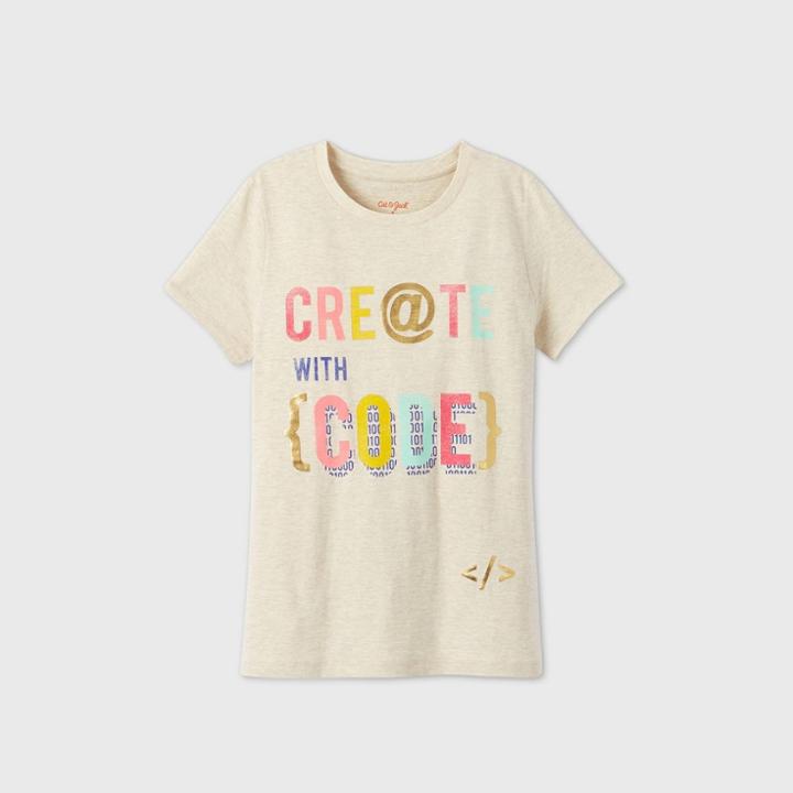 Women's Short Sleeve 'create With Code' Graphic T-shirt - Cat & Jack Cream