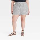 Women's Plus Size High-rise Pull-on Shorts - A New Day Black/white