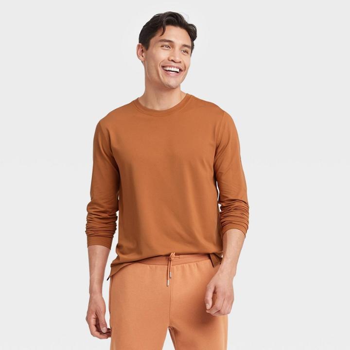 Men's Long Sleeve Performance T-shirt - All In Motion Brown