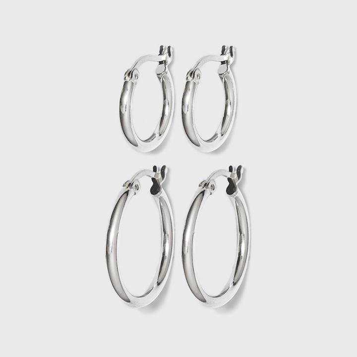 Distributed By Target Sterling Silver Duo Click In Hoop Earring