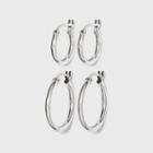 Distributed By Target Sterling Silver Duo Click In Hoop Earring