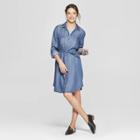Women's Long Sleeve Collared At Knee Soft Twill Shirtdress - Universal Thread Indigo (blue)