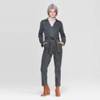 Women's Long Sleeve Tie Front Wide Leg Jumpsuit - Universal Thread Pine 12, Women's, Green