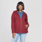 Women's Plus Size Long Sleeve Zip-up Hoodie Sweatshirt - Universal Thread Burgundy (red)