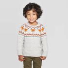 Toddler Boys' Fox Fair Isle Pullover Sweater - Cat & Jack Gray 12m, Toddler Boy's