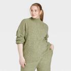 Women's Plus Size Mock Turtleneck Tunic Leisure Pullover Sweater - Universal Thread Green