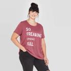 Zoe+liv Women's So Freaking Thankfull Plus Size Short Sleeve Graphic T-shirt (juniors') - Burgundy 1x, Women's, Size: