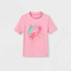 Girls' Unicorn Print Short Sleeve Rash Guard Swim Shirt - Cat & Jack Pink