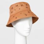 Women's Floral Embroidered Corduroy Bucket Hat - Wild Fable Brown