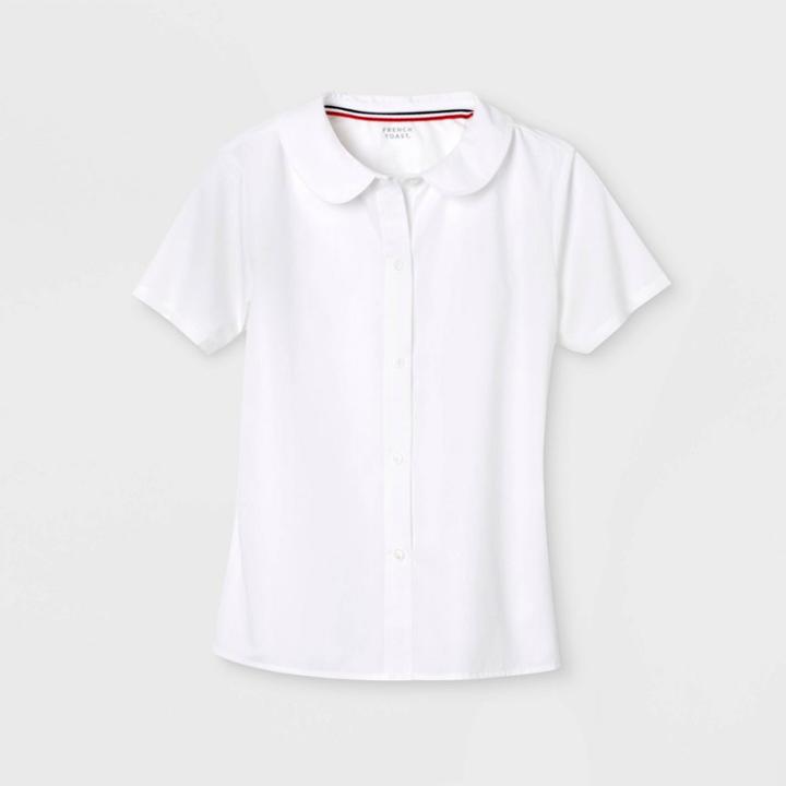 French Toast Girls' Woven Uniform Blouse With Peter Pan Collar - White