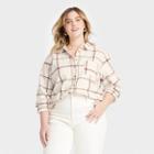 Women's Plus Size Relaxed Fit Long Sleeve Flannel Button-down Shirt - Universal Thread Cream Plaid 1x, Ivory Plaid