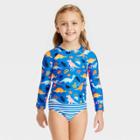 Toddler Girls' 2pc Dinosaur Rash Guard Set - Cat & Jack Blue