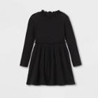 Toddler Girls' Mock Neck Cozy Waffle Long Sleeve Dress - Art Class Black