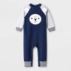 Baby Boys' Critter Face Sherpa Romper - Cat & Jack Blue Newborn, Boy's