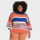 Women's Plus Size Turtleneck Sweater - Knox Rose Copper Striped 2x, Brown