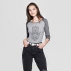 Women's 3/4 Sleeve Hamsa Hand Raglan Graphic T-shirt - Zoe+liv (juniors') Gray