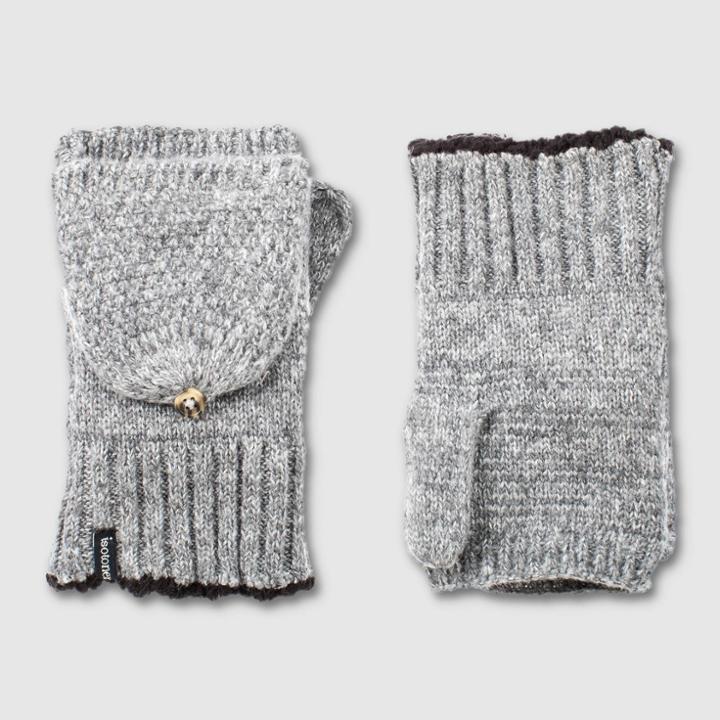 Isotoner Women's Recycled Knit Flip Top Mittens - Gray