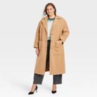 Women's Plus Size Relaxed Fit Top Overcoat - A New Day Tan