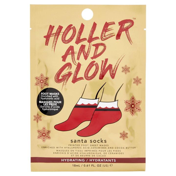Holler And Glow Santa Socks Printed Foot Sheet Mask