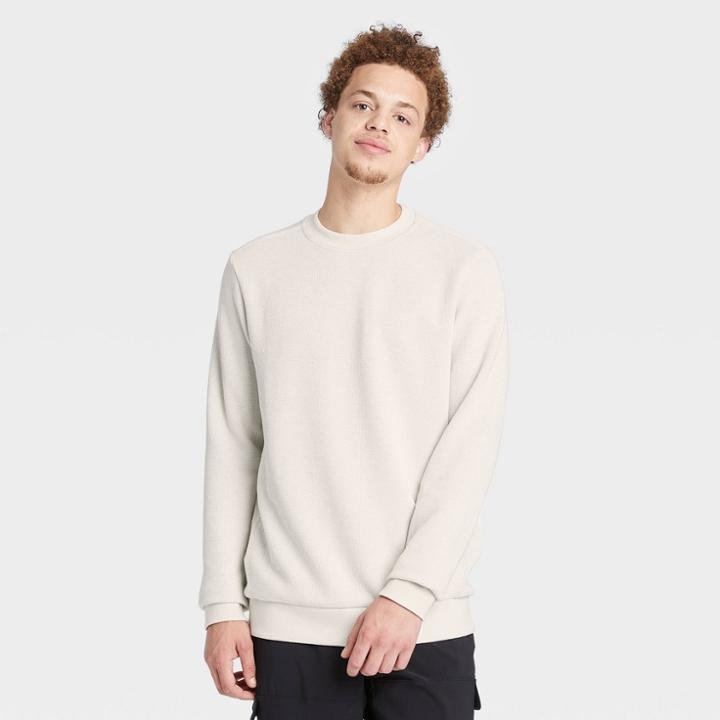Men's Crewneck Fleece Sweater - All In Motion Cream