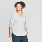 Women's Plus Size Long Sleeve V-neck Cozy Top - Ava & Viv Gray