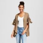 Women's Ruffle Sleeve Open Cardigan - Soul Cake (juniors') Olive