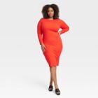 Women's Open Back Long Sleeve Bodycon Dress - Ava & Viv Orange
