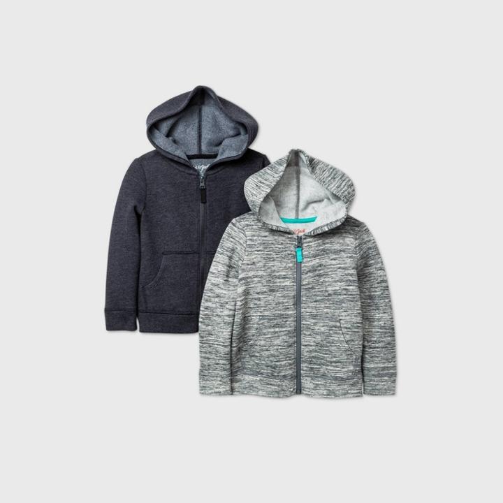 Toddler Girls' 2pk Fleece Zip-up Sweatshirt - Cat & Jack Black/gray