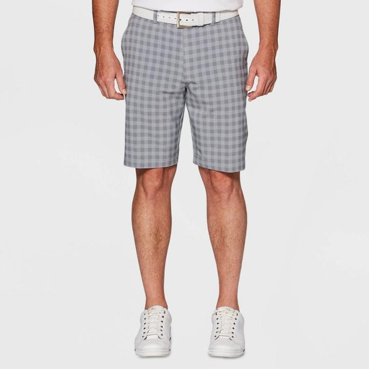 Jack Nicklaus Men's Plaid Heathered Golf Shorts - Micro Chip Gray