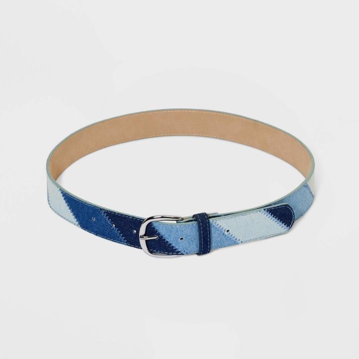 Women's Denim Patchwork Belt - Wild Fable Blue