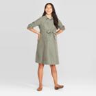 Maternity Long Sleeve Sandwashed Shirtdress - Isabel Maternity By Ingrid & Isabel Olive Xxl, Women's, Green