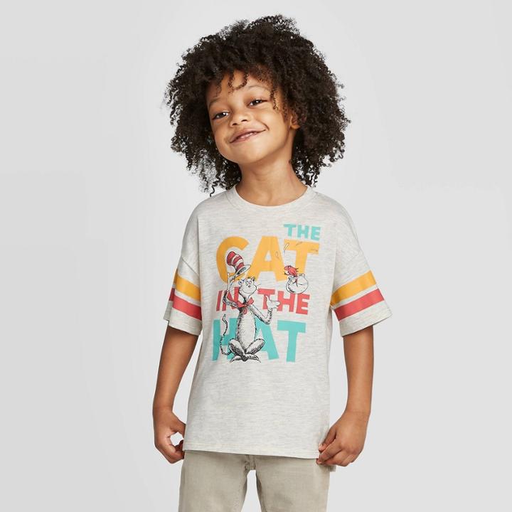 Toddler Boys' Dr. Seuss Cat In The Hat T-shirt - Heather Oatmeal 12m, Boy's, Beige