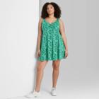 Women's Plus Size Sleeveless Knit Skater Dress - Wild Fable Green Floral