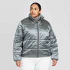 Women's Plus Size Puffer Jacket - Universal Thread Silver
