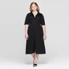 Women's Plus Size Elbow Sleeve V-neck Maxi Dress - Who What Wear Black