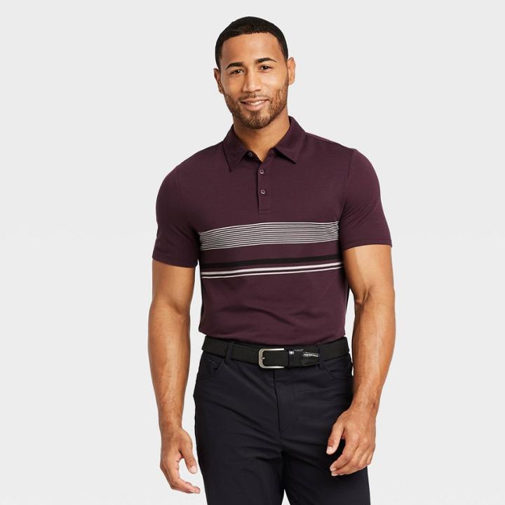 Men's Chest Stripe Golf Polo Shirt - All In Motion Purple S, Men's,
