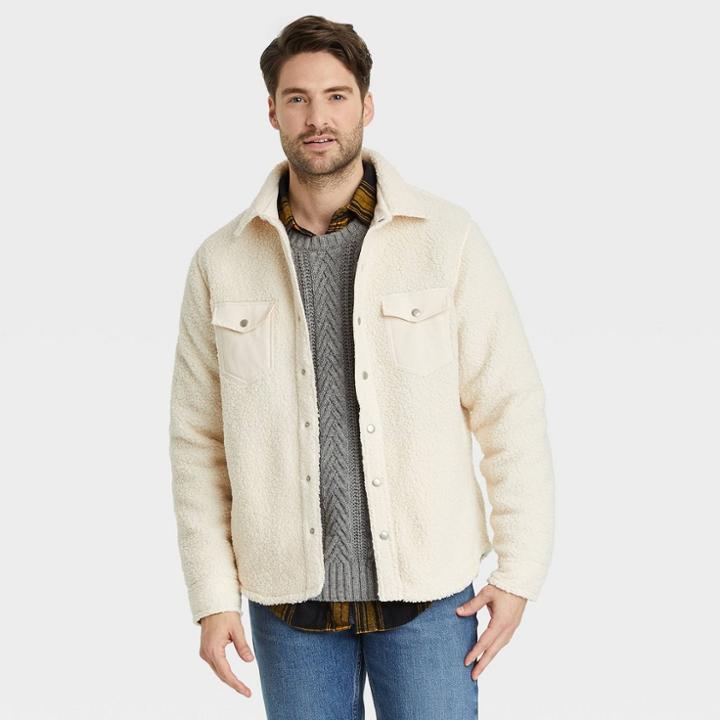 Men's Sherpa Family Island Shirt Jacket - Goodfellow & Co White