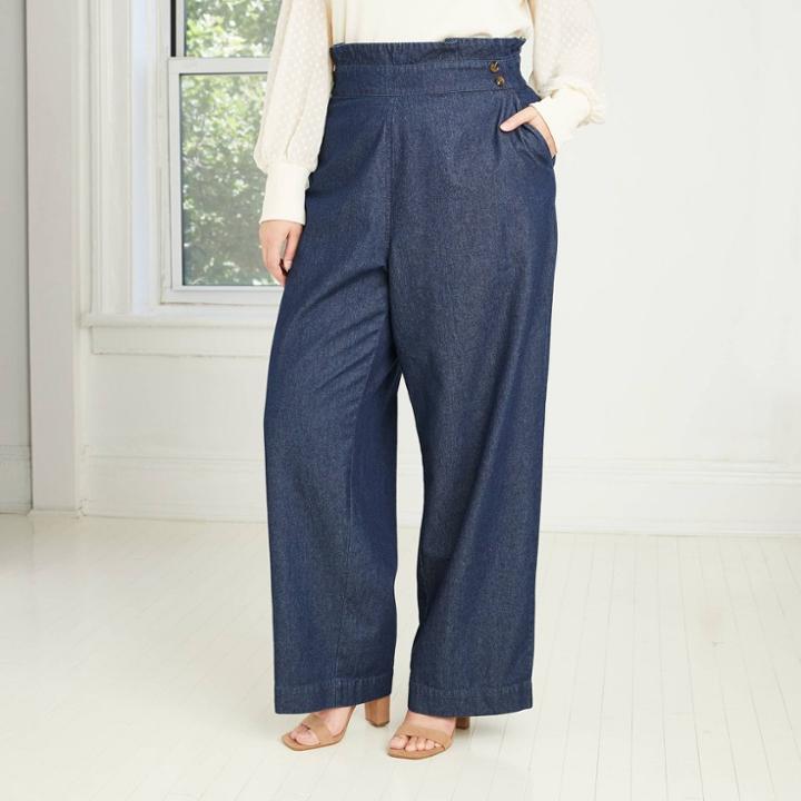 Women's Plus Size High-rise Wide Leg Pants - Who What Wear Blue