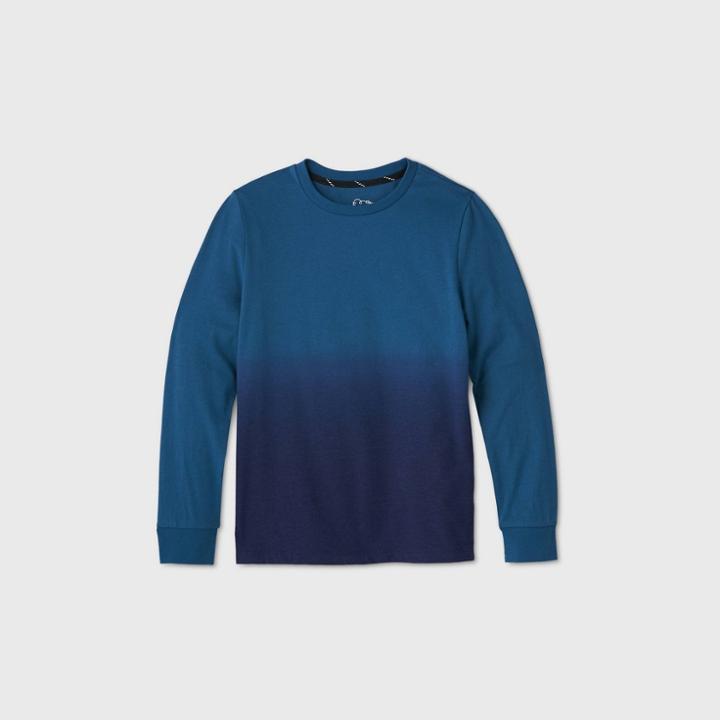 Boys' Long Sleeve Dip-dye Graphic T-shirt - Art Class Blue
